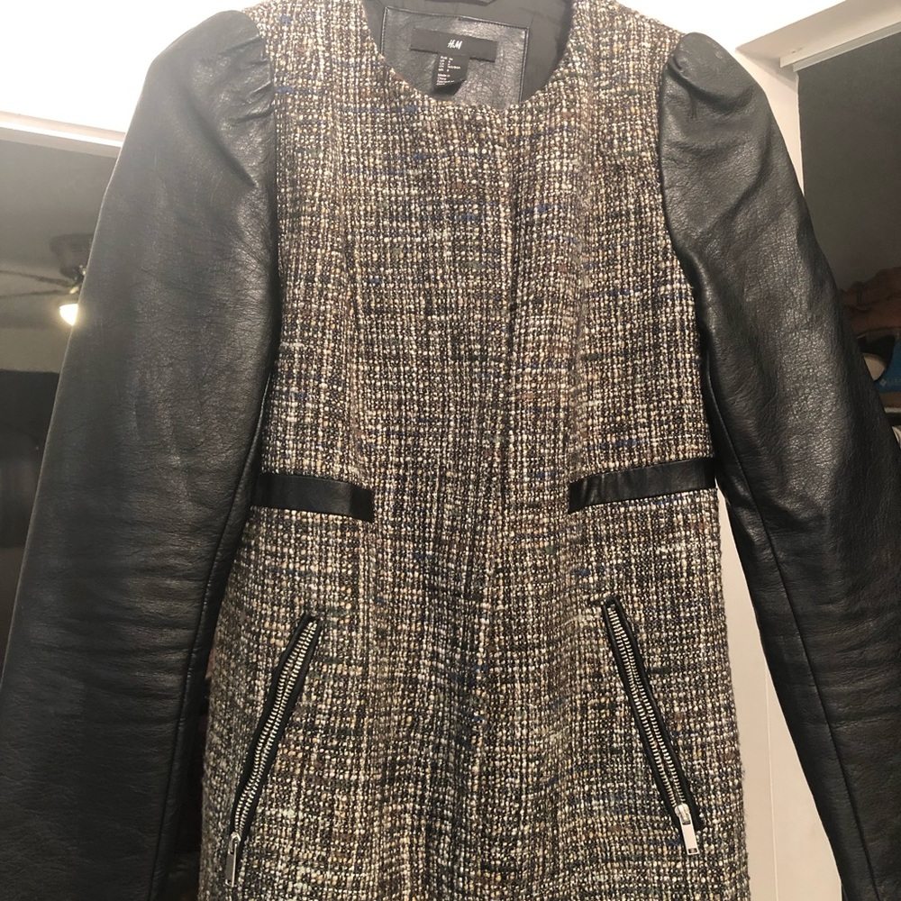 Pleather Sleeved Long Coat